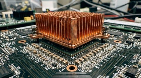 Copper fin heatsink on neural processor chip
