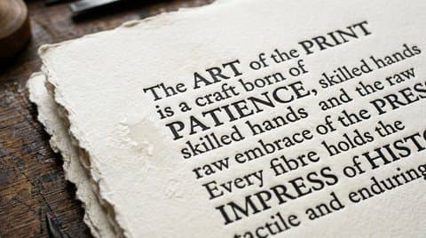 Debossed letterpress print on deckle-edge cotton rag paper