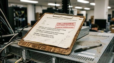 Judicial insolvency asset manifest resting on server chassis