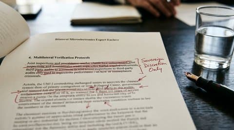 Confidential draft agreement of bilateral semiconductor export enclave with handwritten margin amendments