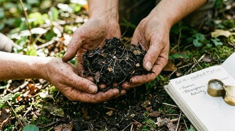 Dark Humus and Living Mycelial Hyphae